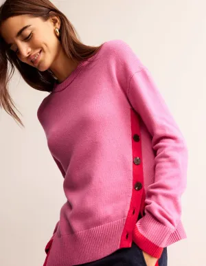 Alma Contrast Trim Jumper-Bright Pink, Post Box Red