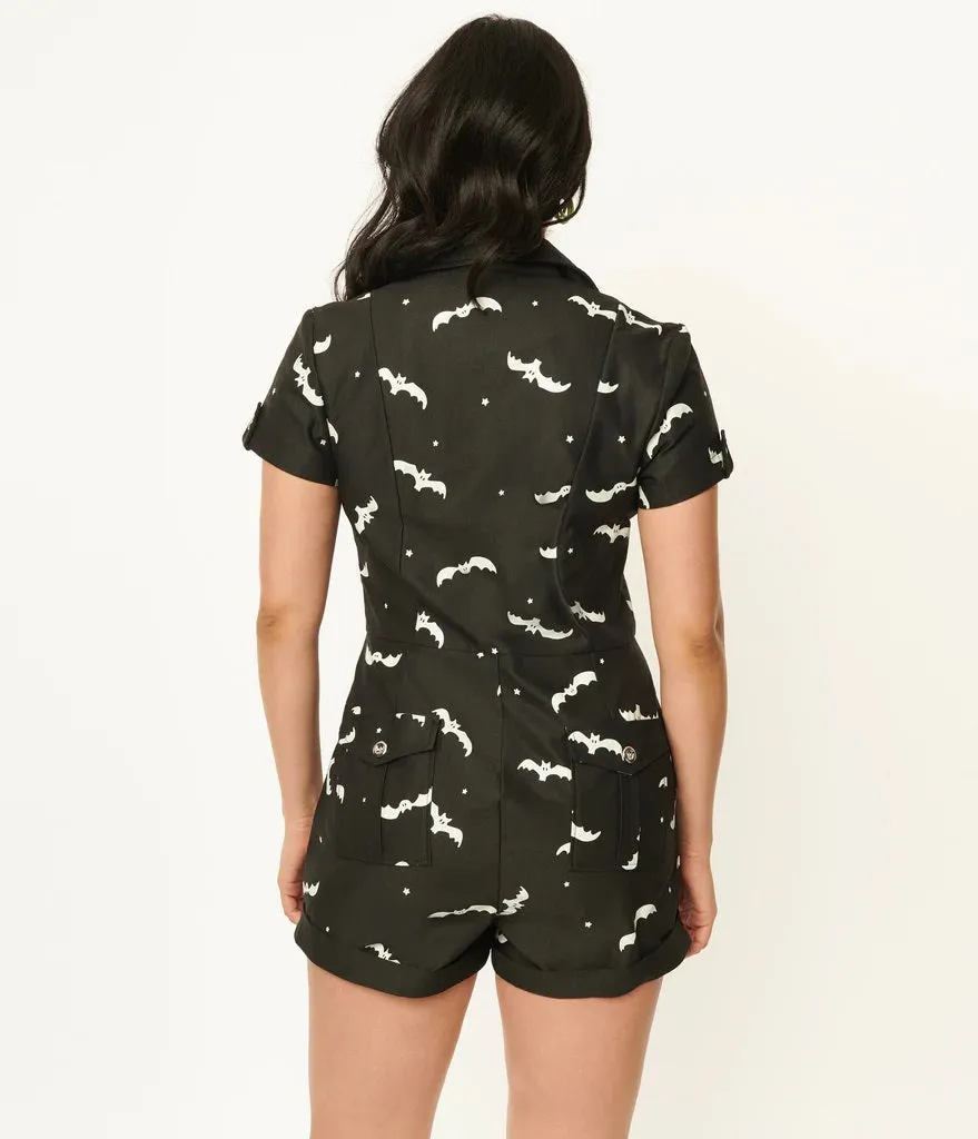 Black and Glow In The Dark Bat Print Mia Romper