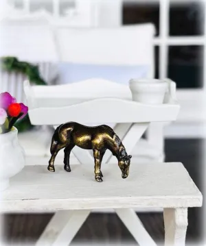 Brass Horse Ornament - Grazing - Miniature