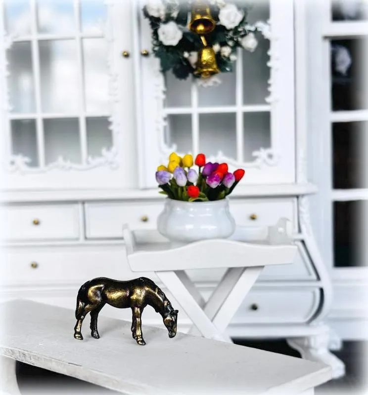 Brass Horse Ornament - Grazing - Miniature