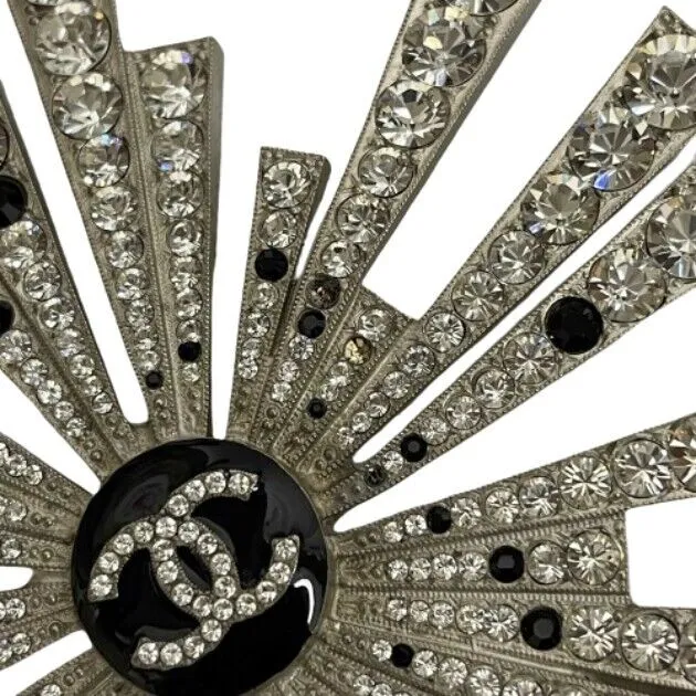Chanel Excellent CC Comte Pendant 2005 Palladium Plated Strass Necklace