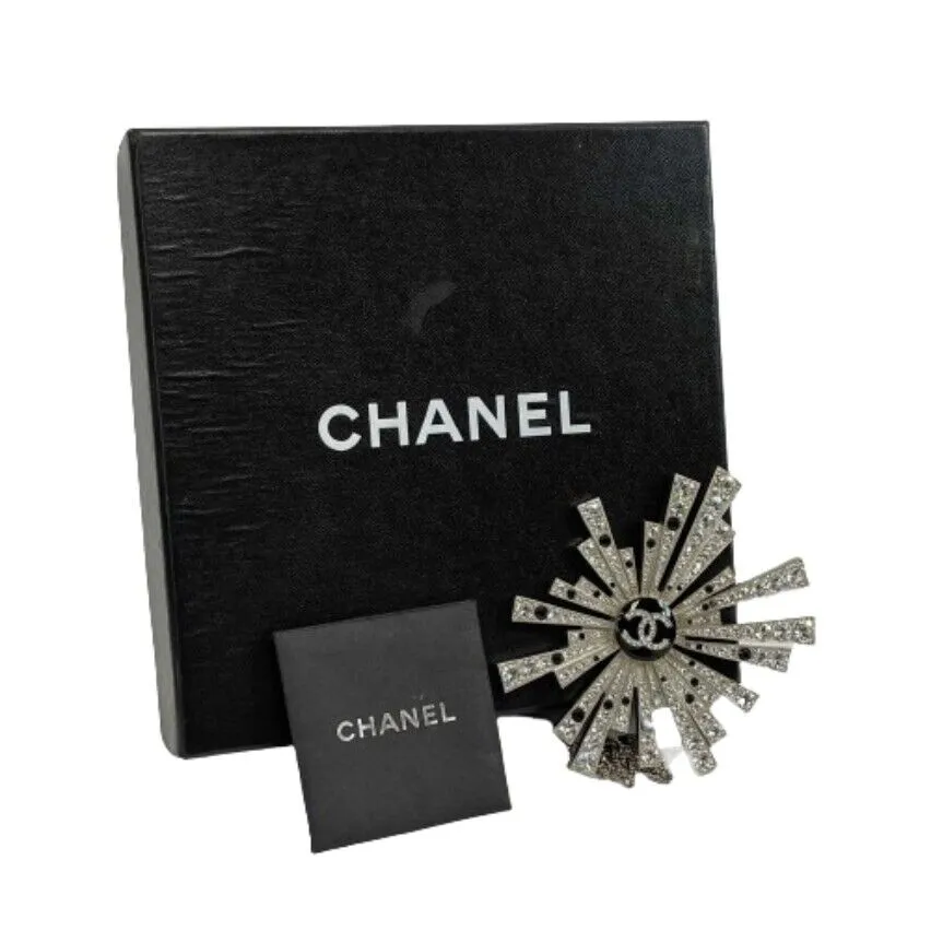 Chanel Excellent CC Comte Pendant 2005 Palladium Plated Strass Necklace