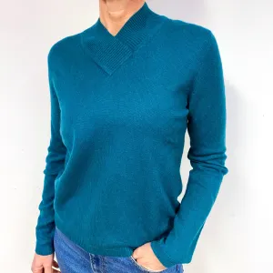 Forest Green Cashmere V-Neck Jumper Medium