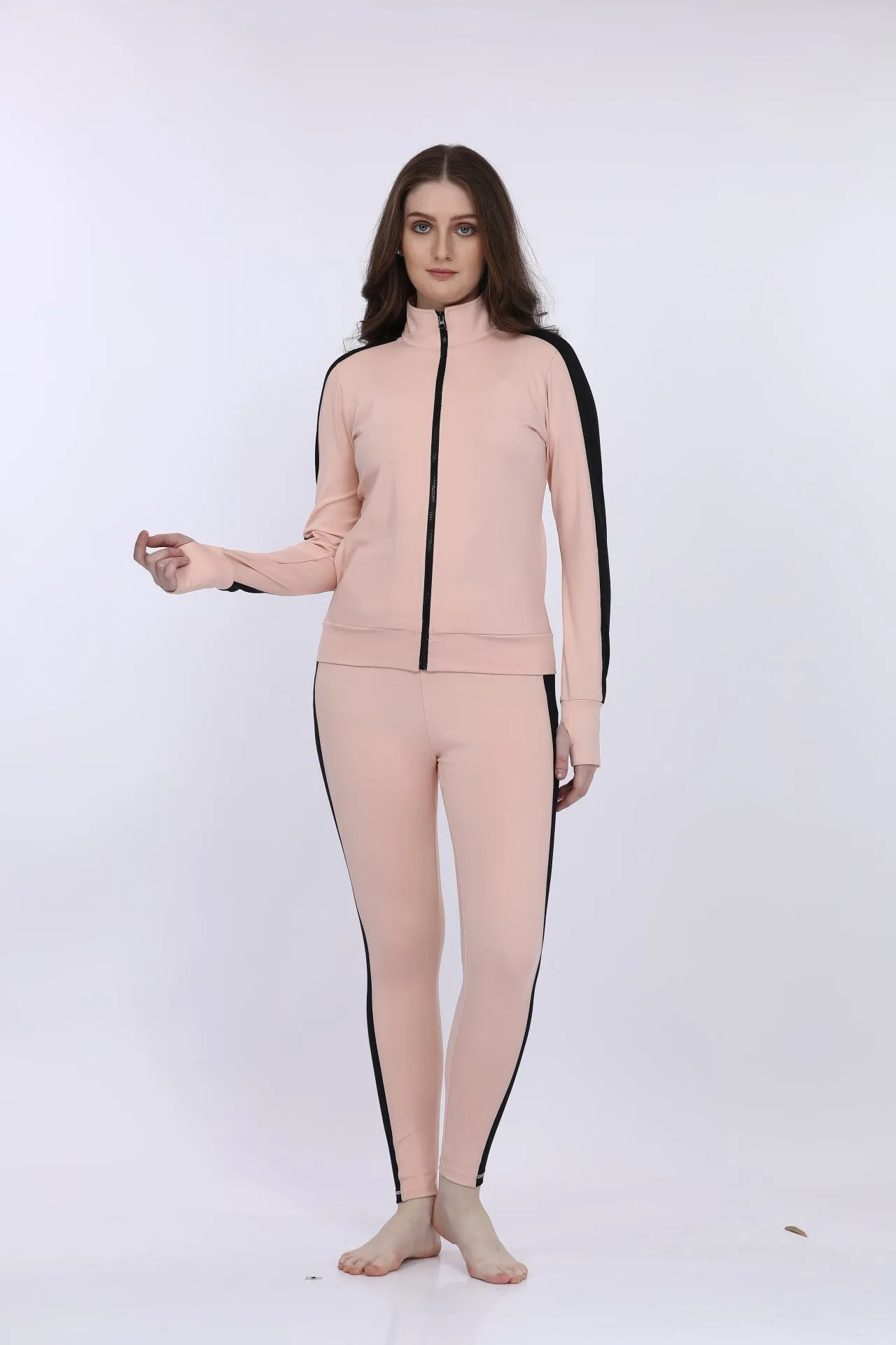 Pink Poly Spandex Full Sleeve Women’s Tracksuit