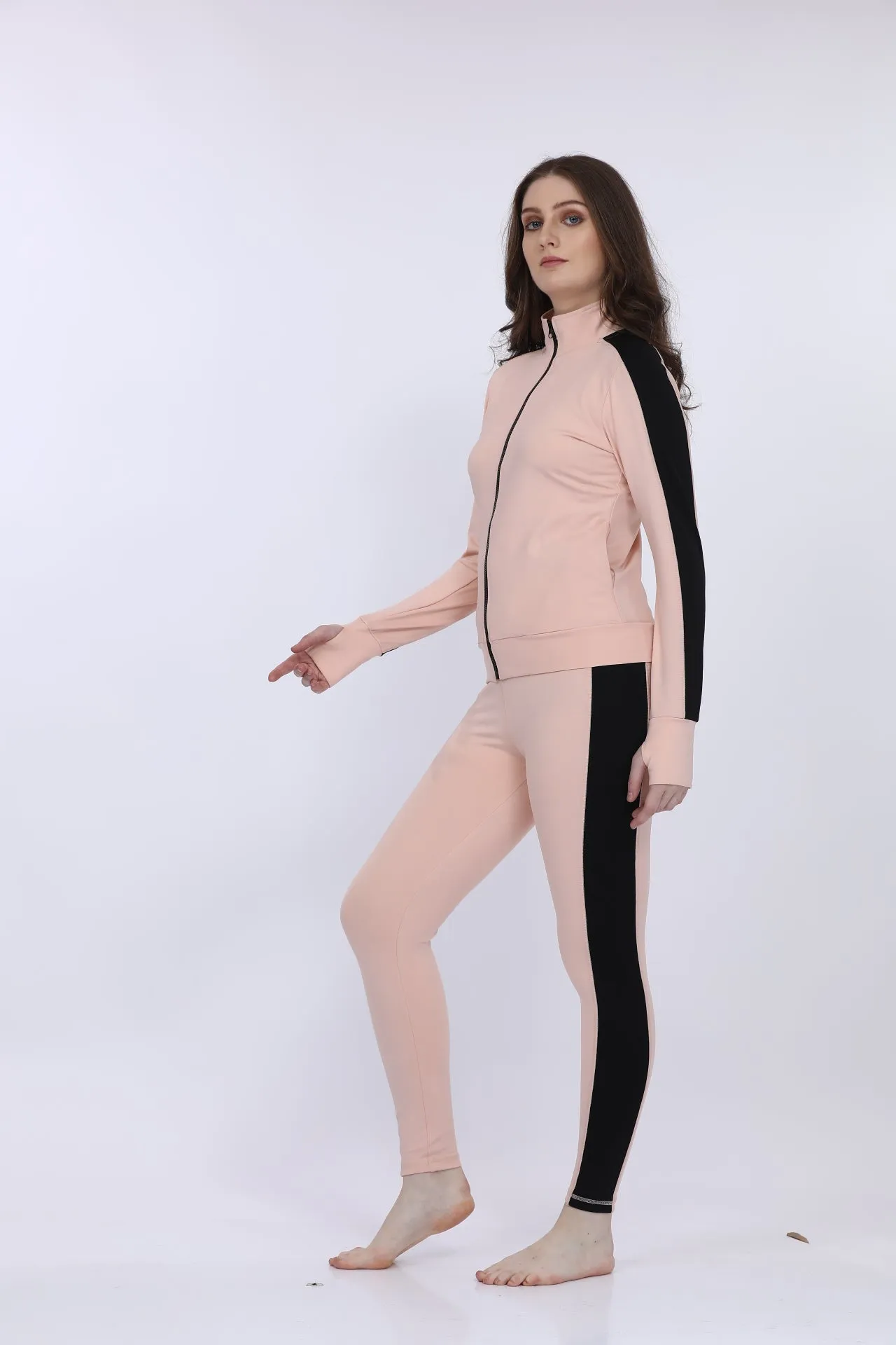 Pink Poly Spandex Full Sleeve Women’s Tracksuit