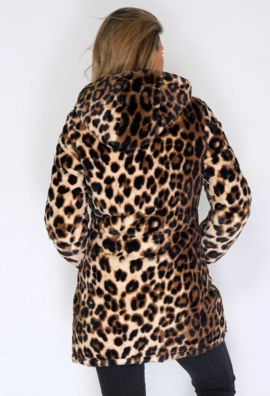 Reversible Black and Leopard Print Coat